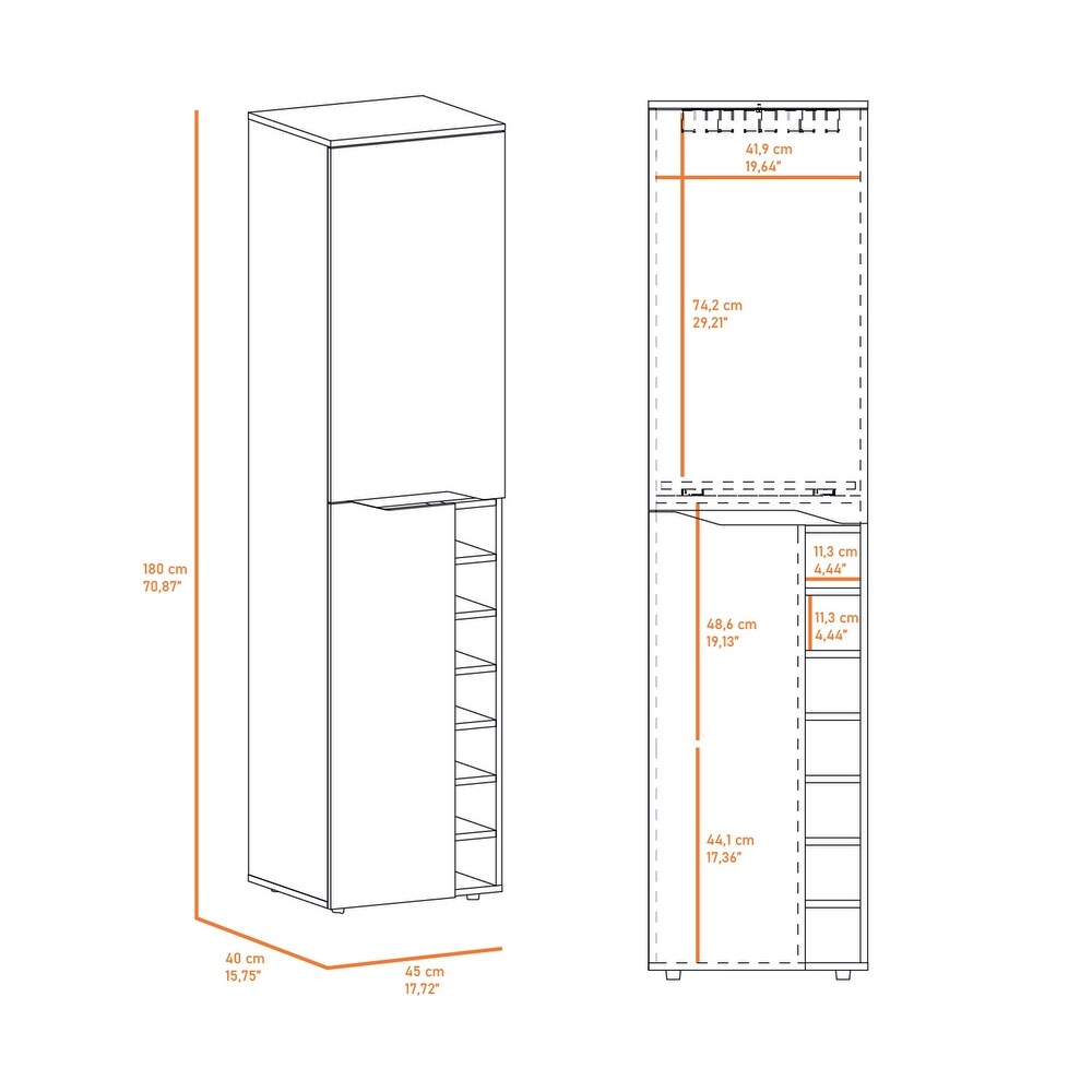 Kitchen 7 Bottle Rectangle Bar Cabinet Black Wengue