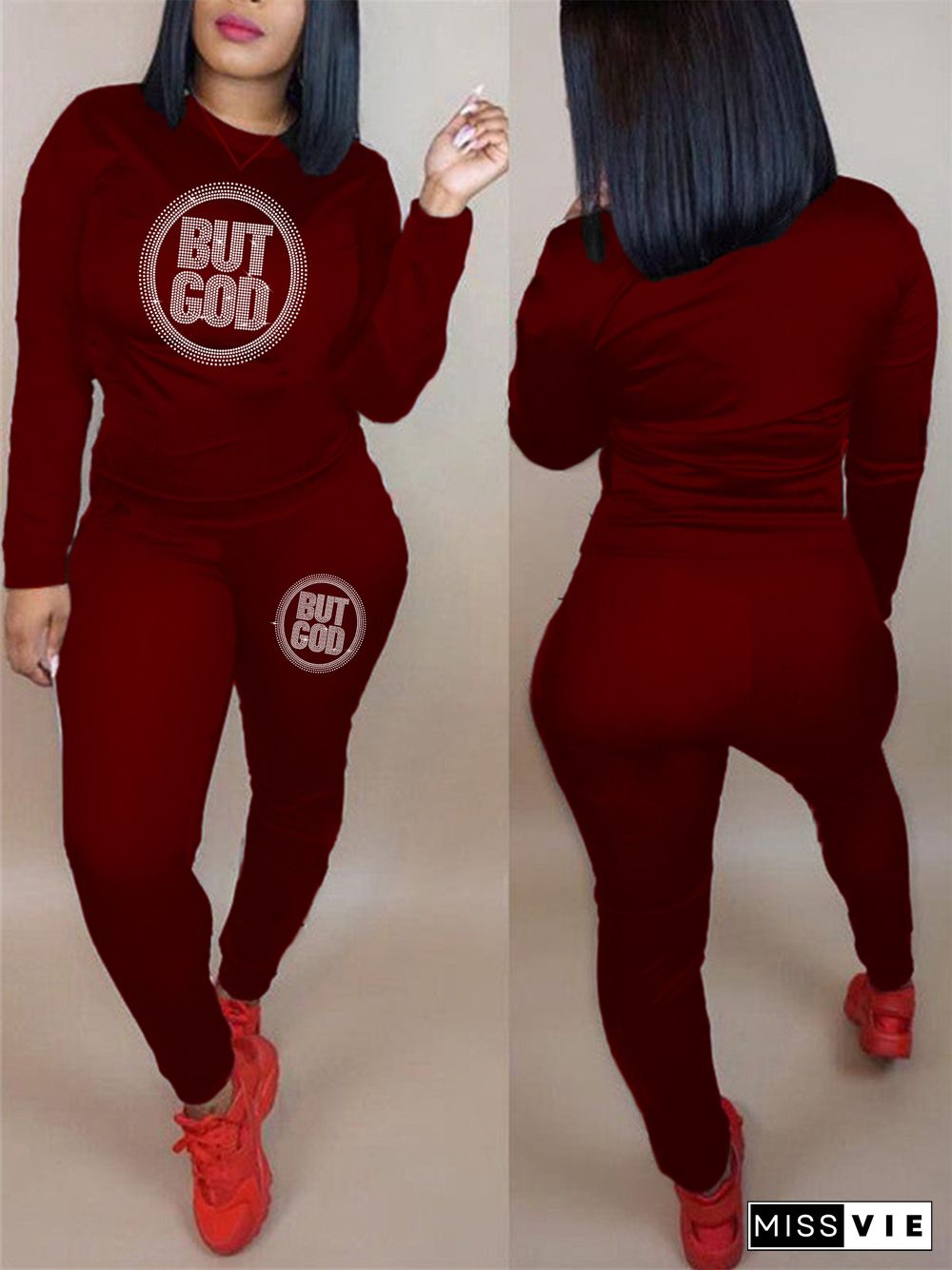 Plus Size Long Sleeve Tops Jogging Pants Tracksuit