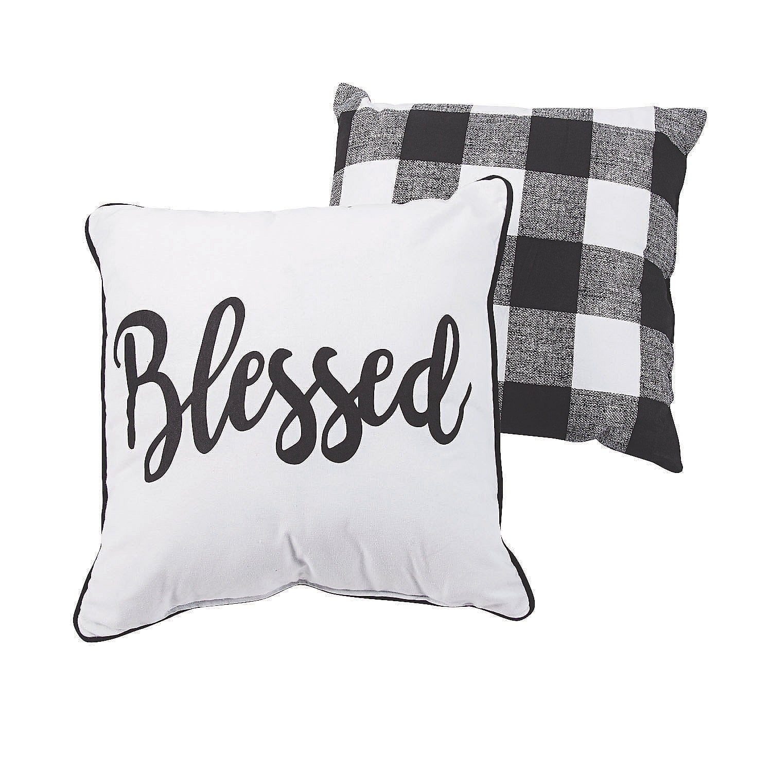 Blessed Black & White Plaid Pillow Set - Home Decor - 2 Pieces