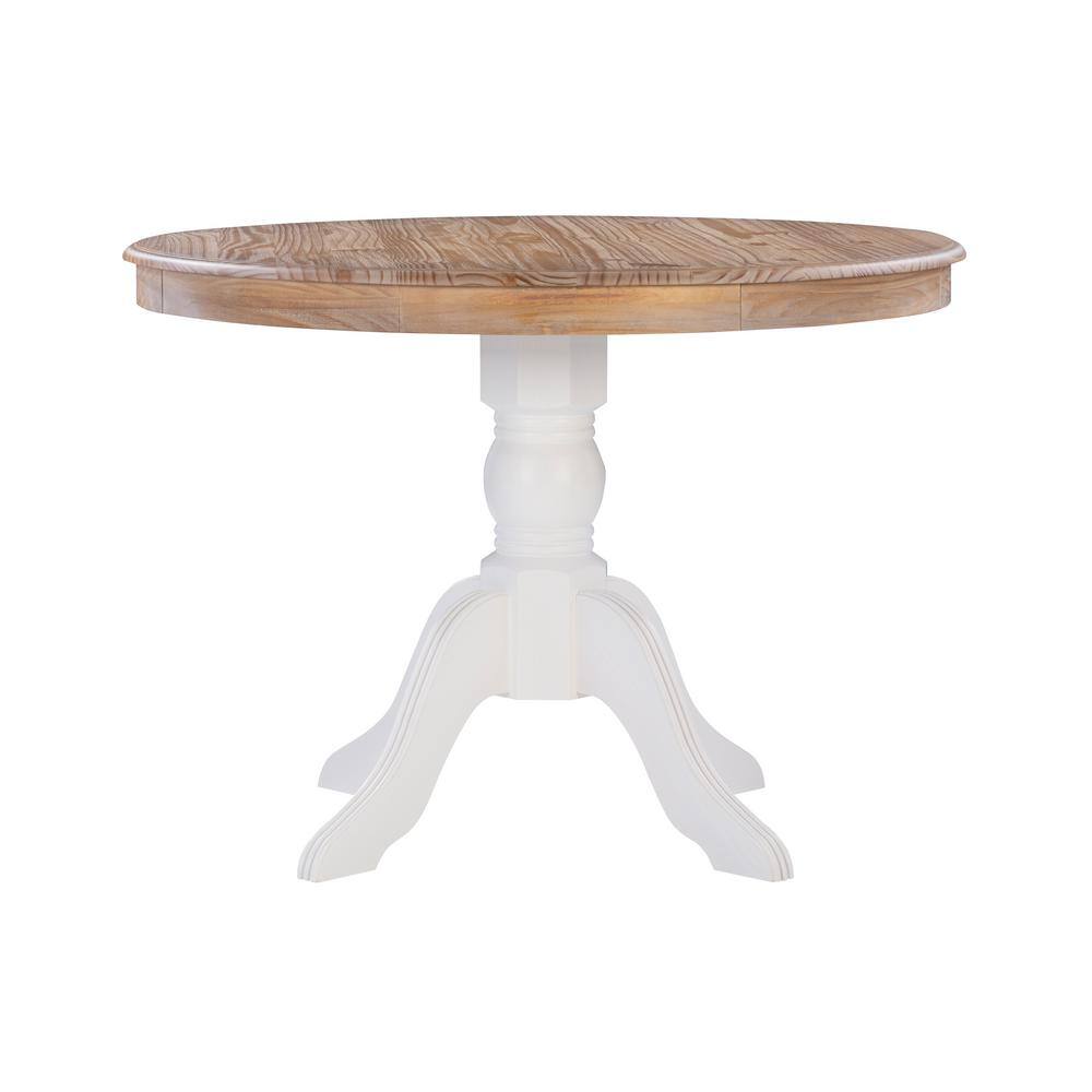 Linon Home Decor Linon Barnett White and Natural Pedestal Dining Table THD02676