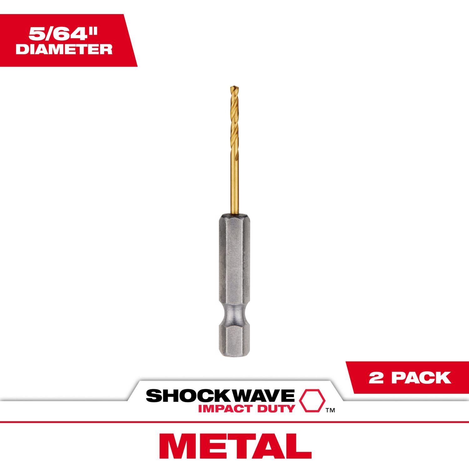 MW Shockwave 5/64 in. X 3.15 in. L Titanium Red Helix Drill Bit 2 pc