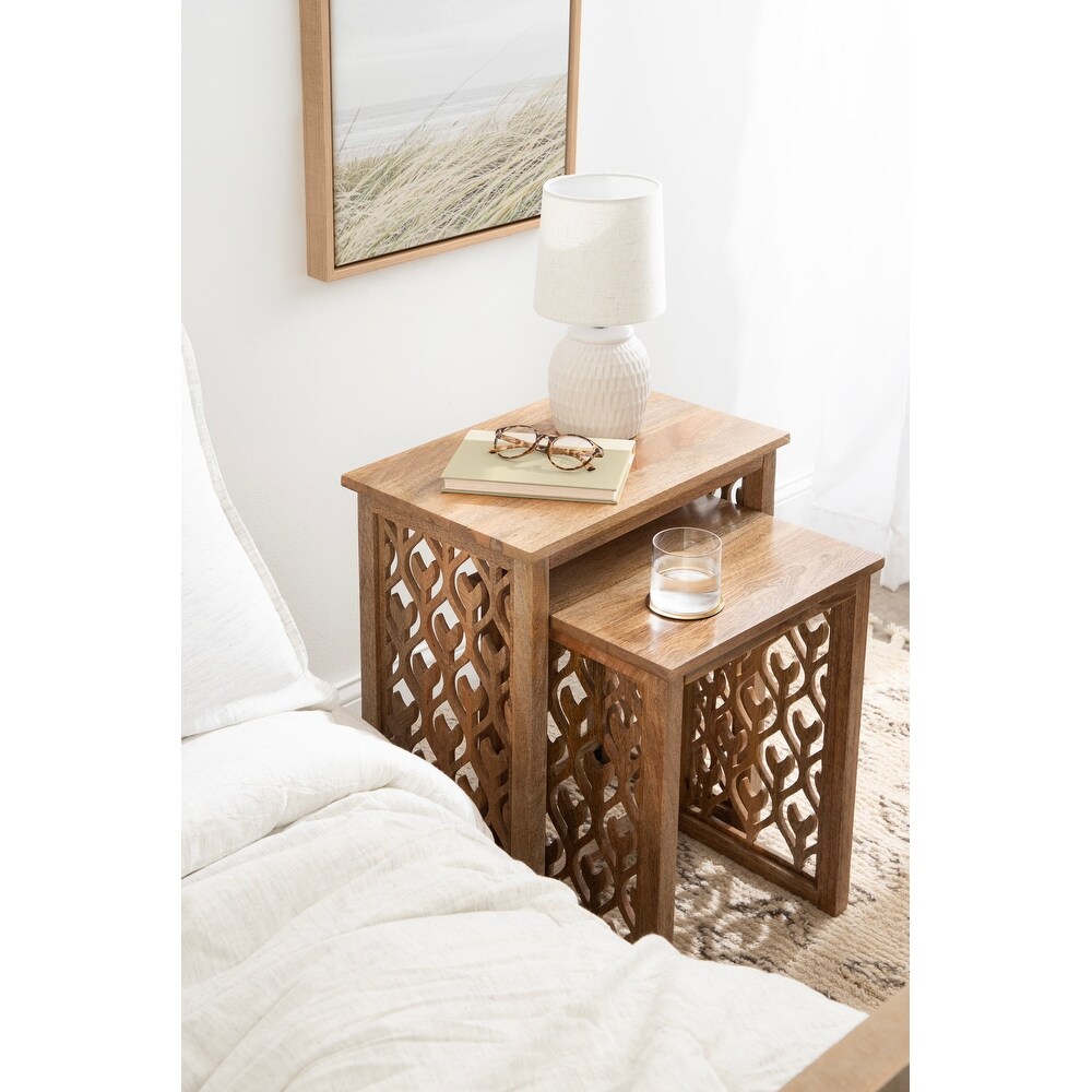Kate and Laurel Karni Wooden Nesting Tables   2 Piece