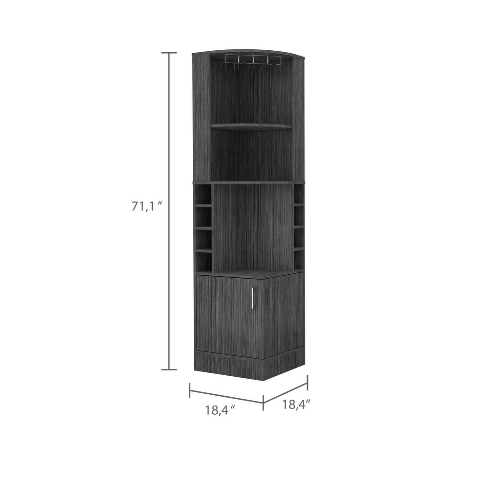 8 Bottle 2 Shelf Bar Cabinet with a central open shelf on each side