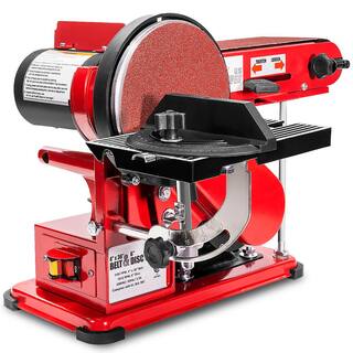 XtremepowerUS 4 in. x 36 in. 2-in-1 Disc and Belt Corded Sander Benchtop Sanding Station with Adjustable Tilt and Dust Port 46001-H1