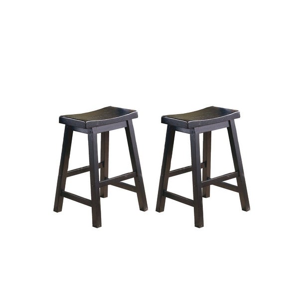 Gering Wood Saddle Seat Counter Height Barstool (Set of 2)， 24