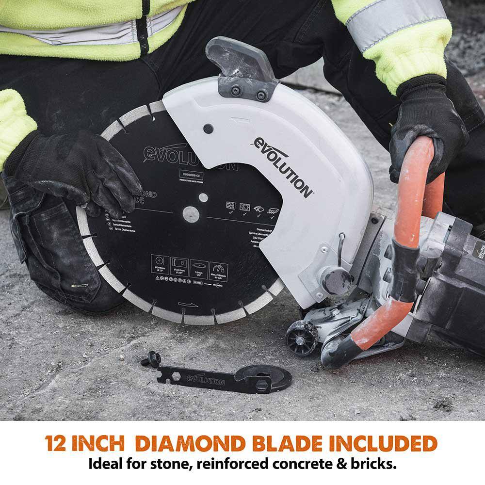 Evolution Power Tools 12 In. Electric Concrete Cut-Off Saw With 12 In. Diamond Blade R300DCT