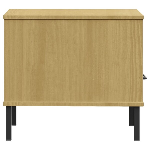 vidaXL Solid Wood Pine Bedside Table with Metal Legs OSLO Desk Multi Colors - 19.7