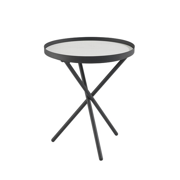 Middlebrook Minimal Faux Marble Gallery-Top Round Side Table