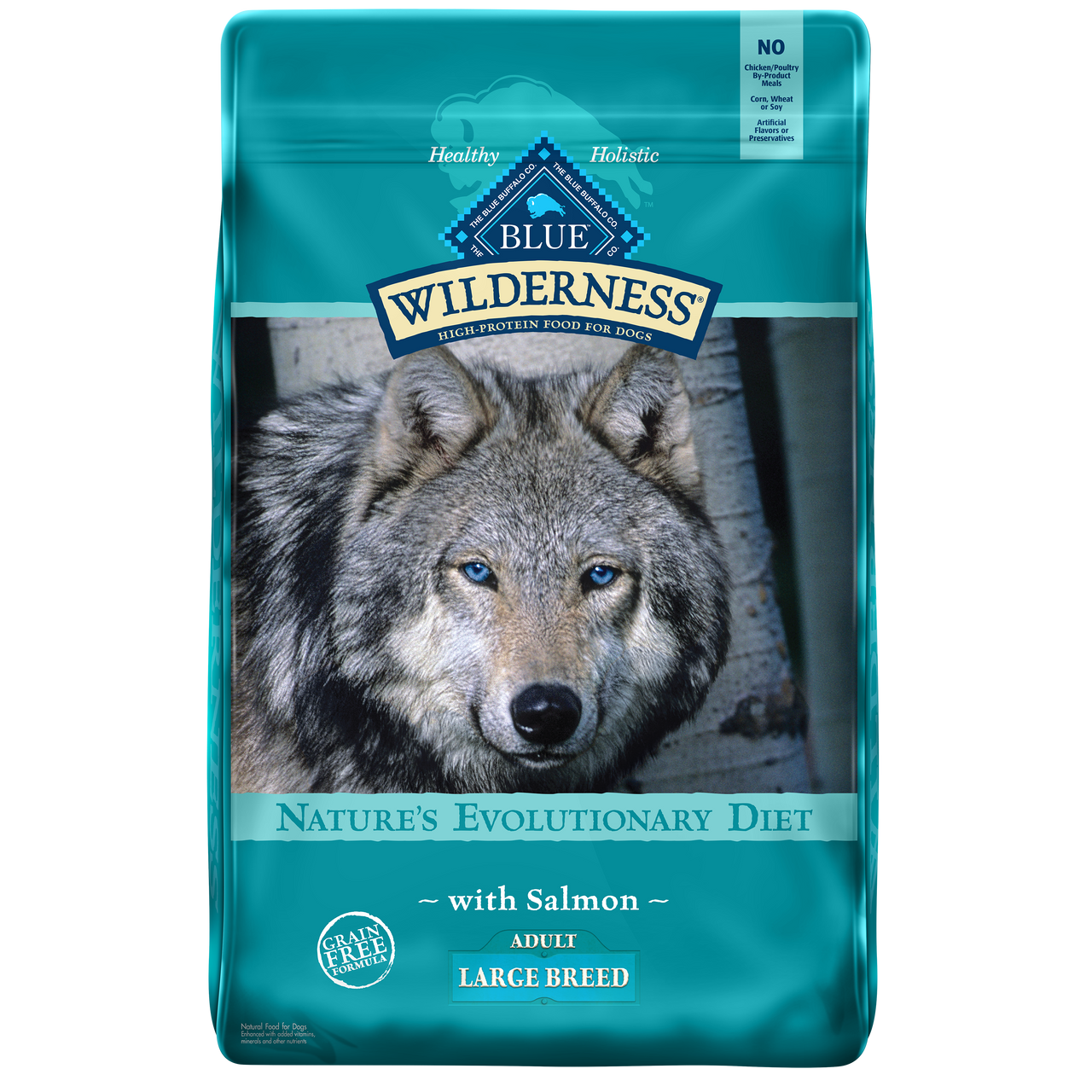 Blue Buffalo Wilderness Grain-Free Large Breed Salmon Recipe Dry Dog Food， 24 Lb. Bag