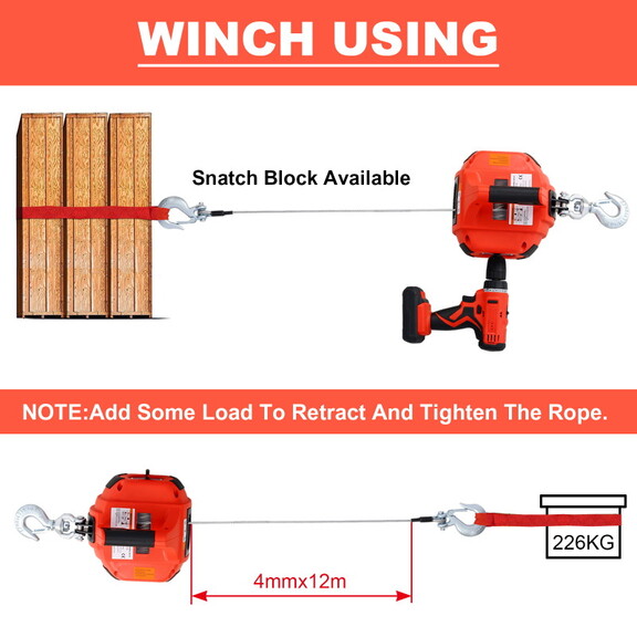 Drill Winch Hoist Portable Drill Winch of 750 LB C...