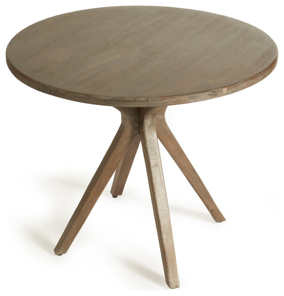 Luxe Gray Wood Mid Century Modern Round Table Accent Cafe Entry Bistro 36 in   Midcentury   Side Tables And End Tables   by My Swanky Home  Houzz