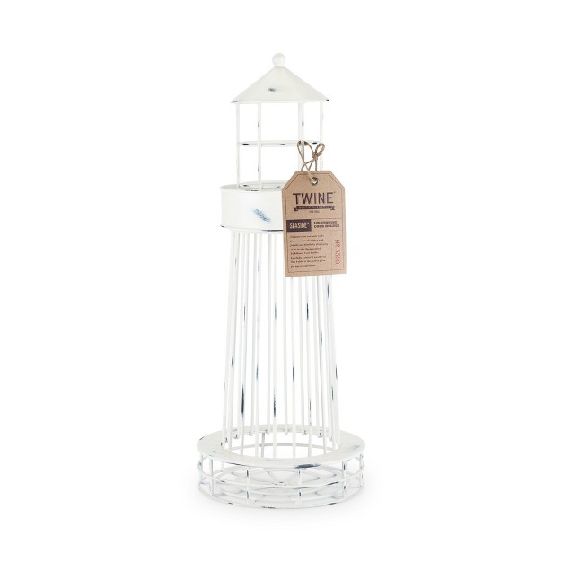 Twine 5599 Lighthouse Wine Cork Holder And Farmhouse Home Decor Kitchen Accessory Set Of 1 White