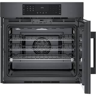 Bosch 800 Series 30 in. Built-In Smart Single Electric Convection Wall Oven w Right SideOpening Door in Black Stainless Steel HBL8444RUC