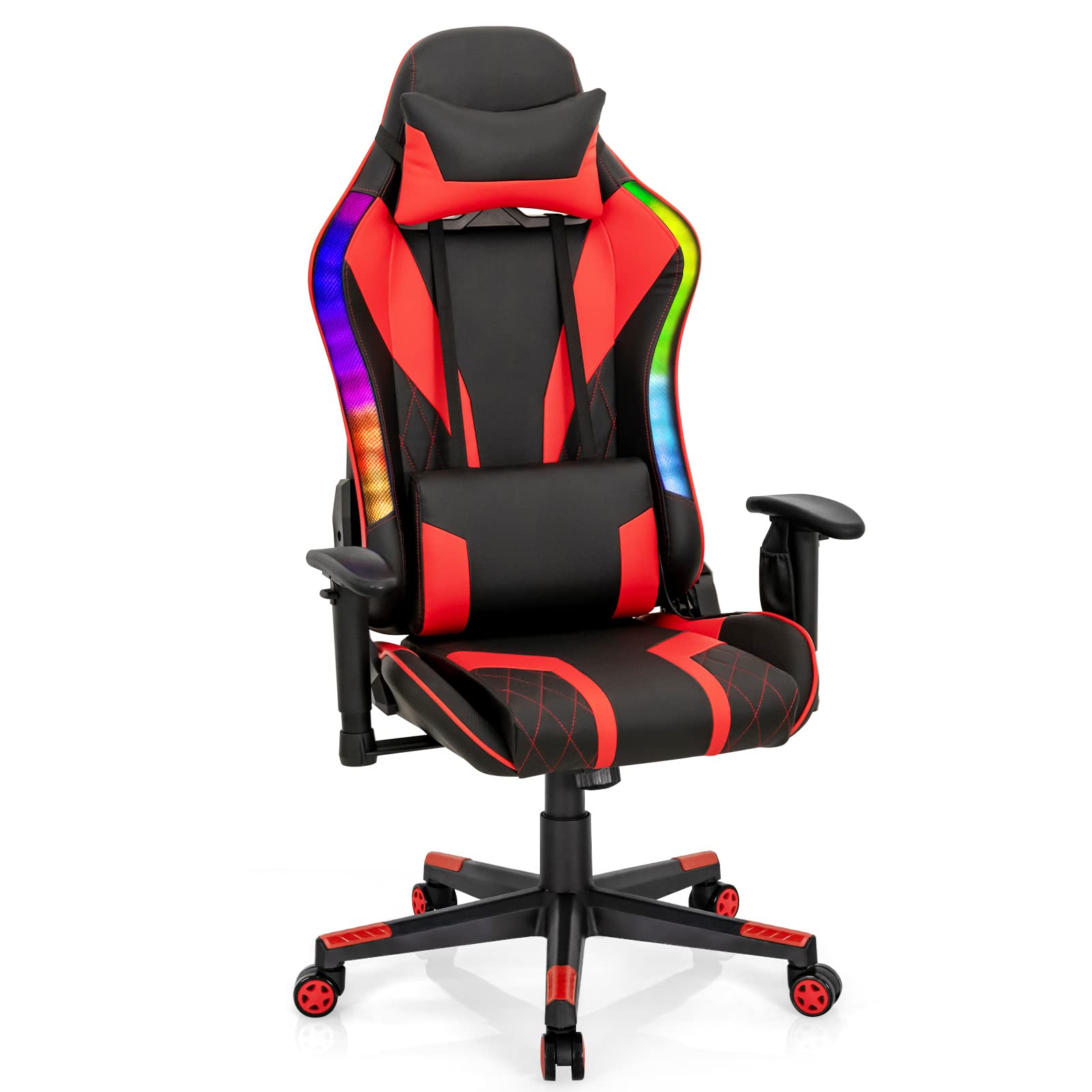 Giantex Gaming Chair with RGB LED Lights, Ergonomic Video Game Chair