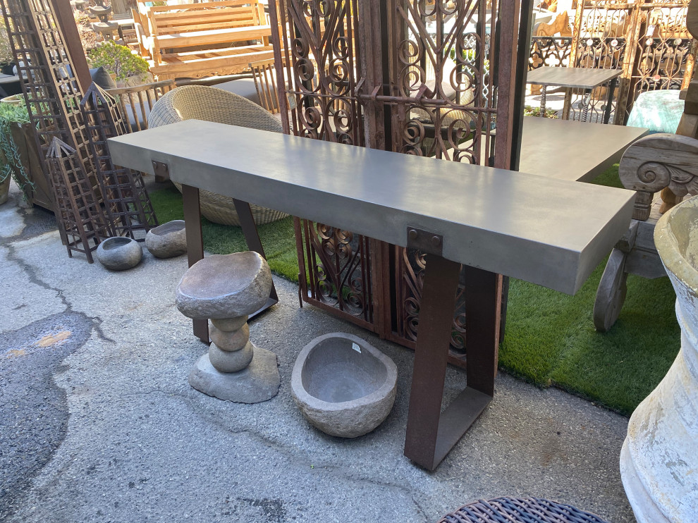 Outdoor Cement  ampIron Console   Industrial   Console Tables   by Design Mix Furniture  Houzz