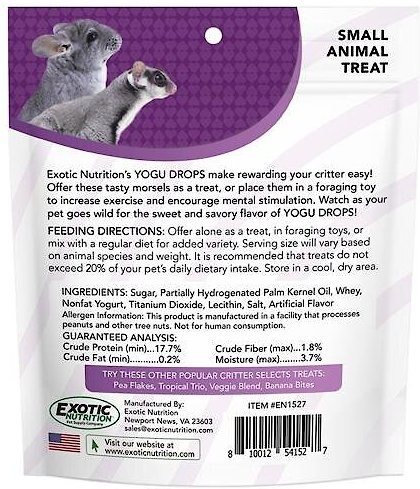 Exotic Nutrition Yogu Drops Small Pet treat， 14-oz bag