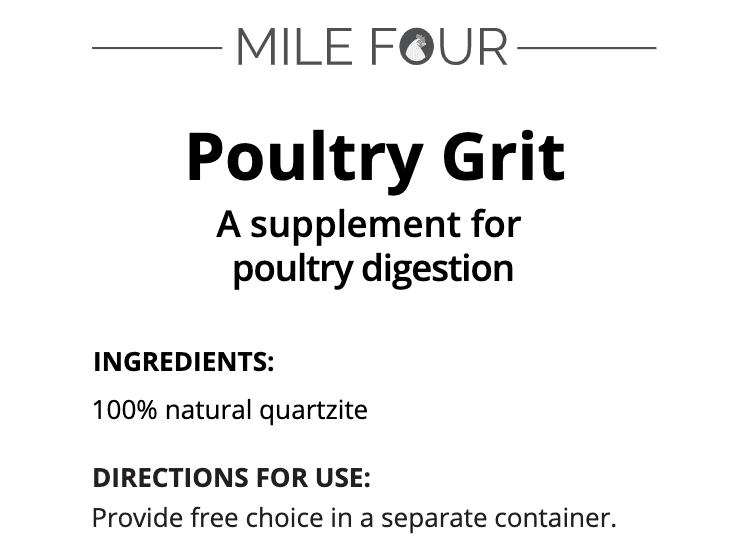 Mile Four | Grit for Healthy Chickens | 100% US Mined Quartzite， Mineral Grit | Organic， Natural Crushed Grit Quartzite， Mineral Grit | Healthier Chickens | 4 lbs.