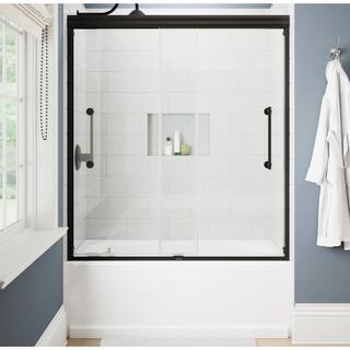 Delta Ashmore 60 in. W x 60-38 in. H Sliding Frameless Bathtub Door in Matte Black with 516 in. (8 mm) Clear Glass SD5758427