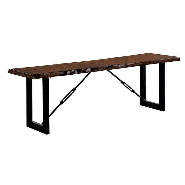 Metal Bench in Walnut Finish