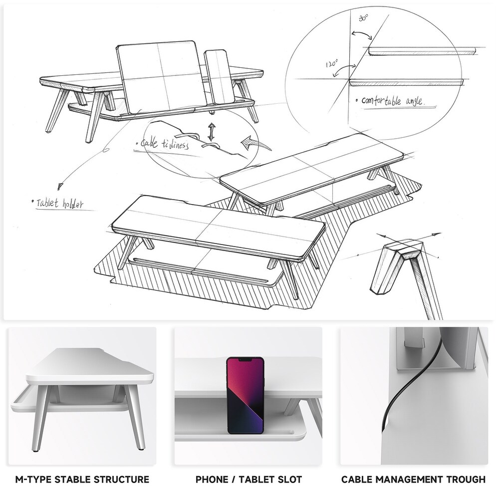 Fenge Monitor Stand  23.6 Inch 2 Tiers Monitor Stands Riser