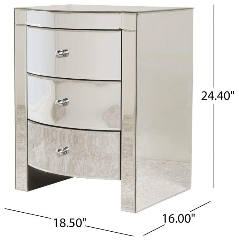 Modern Side Table  3 Storage Drawers With Rounded Front and Mirrored Finish   Industrial   Side Tables And End Tables   by Declusia  Houzz