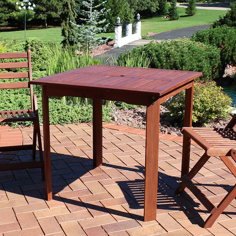 Sunnydaze 31.5 in Meranti Wood Square Patio Dining Table