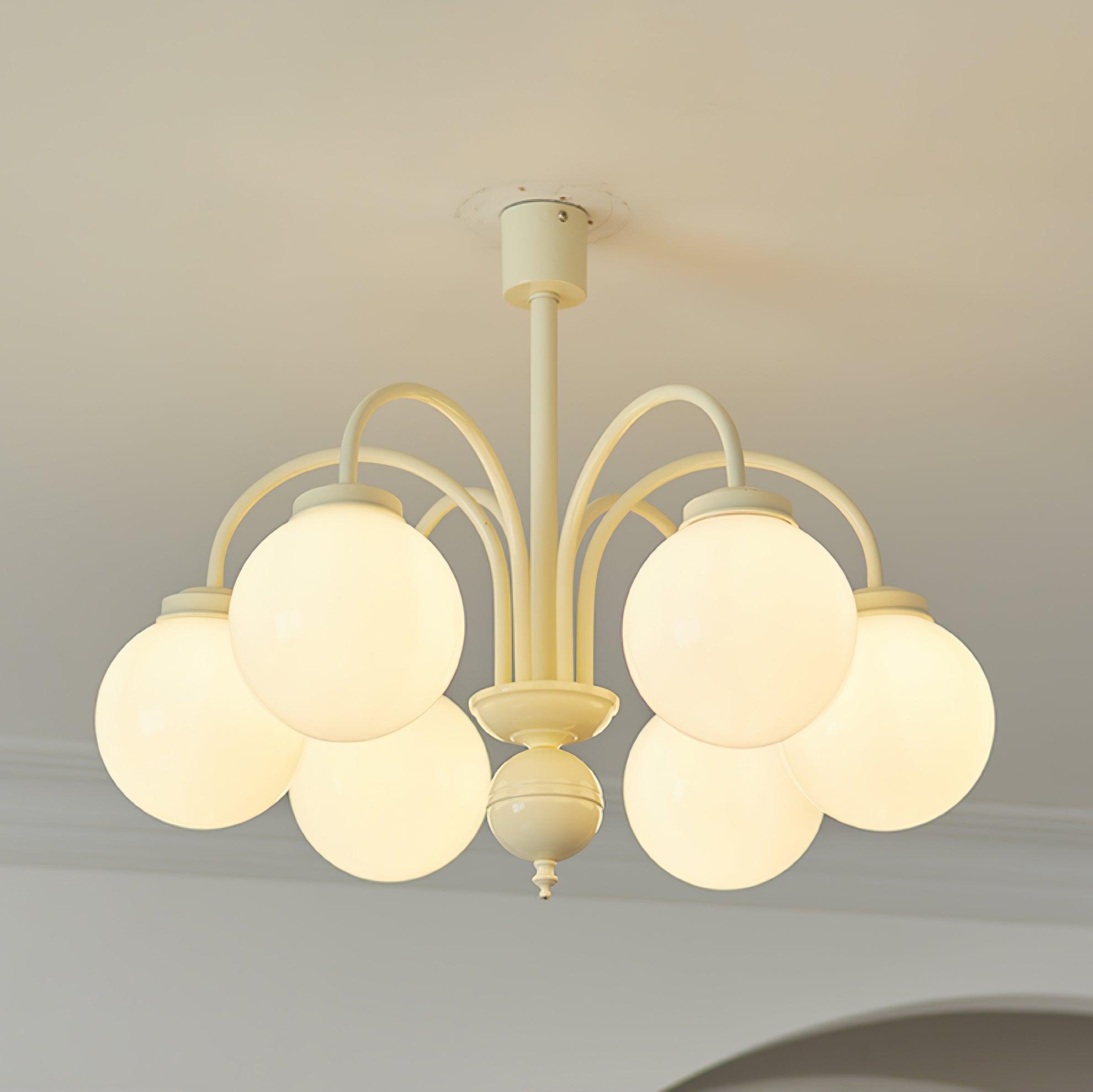 Cream Glass Sphere Chandelier