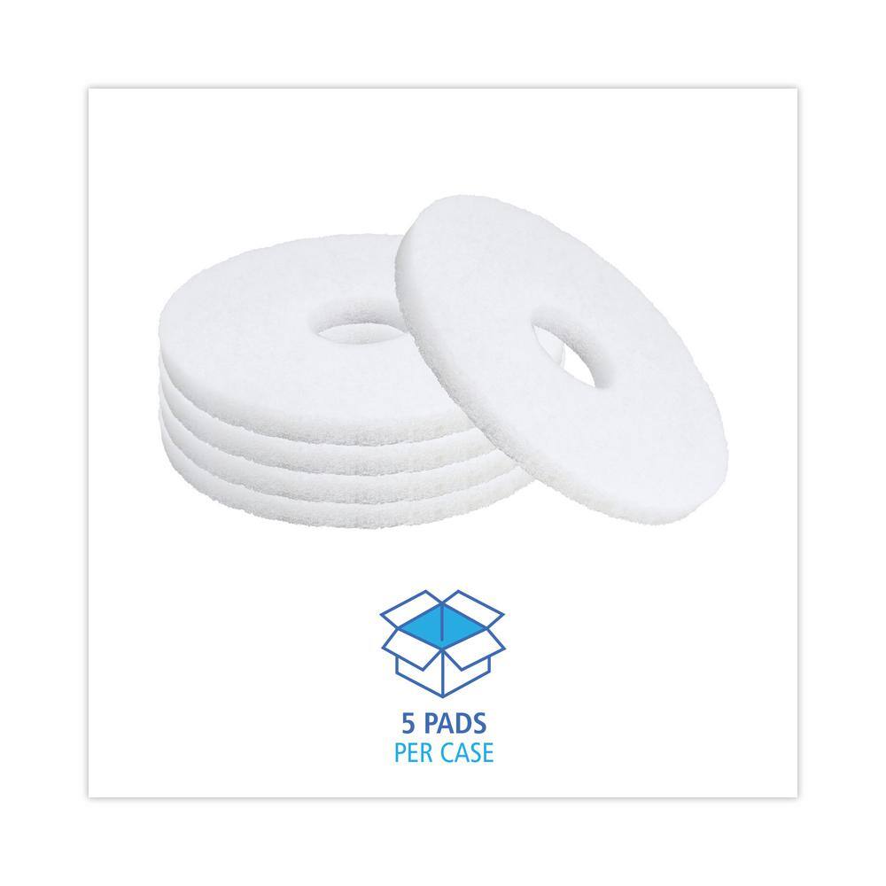 Premiere Pads 12 in. Dia Standard Polishing White Floor Pad (Case of 5) BWK4012WHI