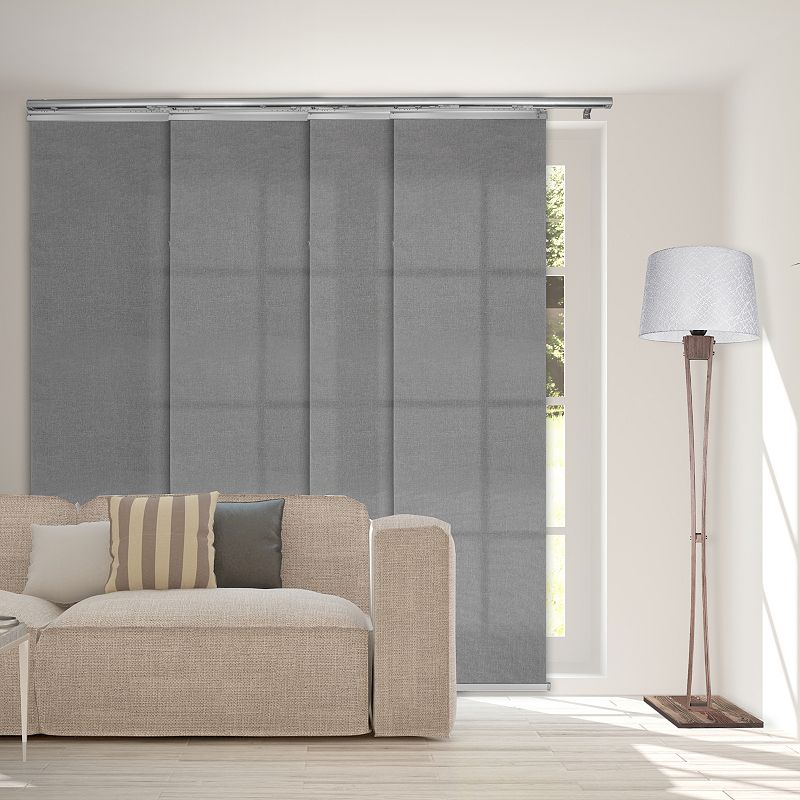 Rod Desyne Woven Gray 4-Panel Single Rail Panel Track Room Extendable Divider