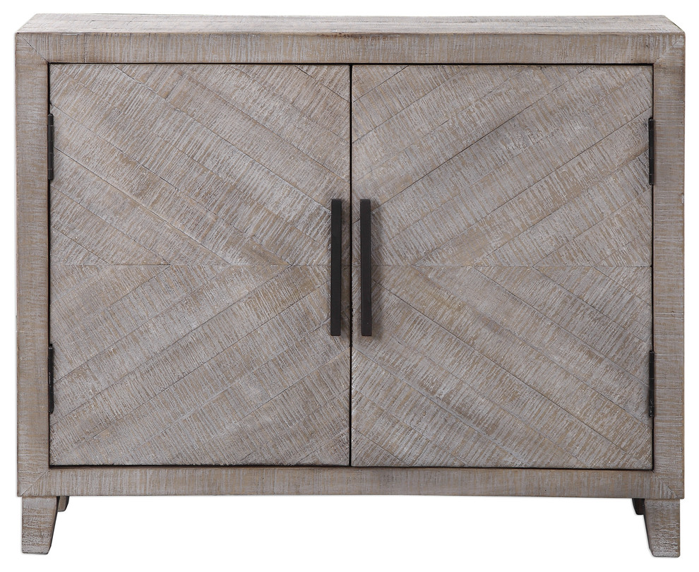 Adalind White Washed Accent Cabinet   Farmhouse   Accent Chests And Cabinets   by Ownax  Houzz