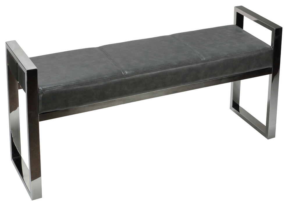 Cortesi Home Holden Contemporary Chrome Metal Entryway Bench  Antique Gray   Contemporary   Upholstered Benches   by CozyStreet  Houzz