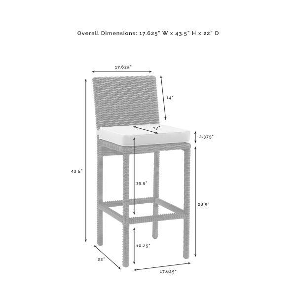 Bradenton 2Pc Outdoor Wicker Bar Height Bar Stool Set