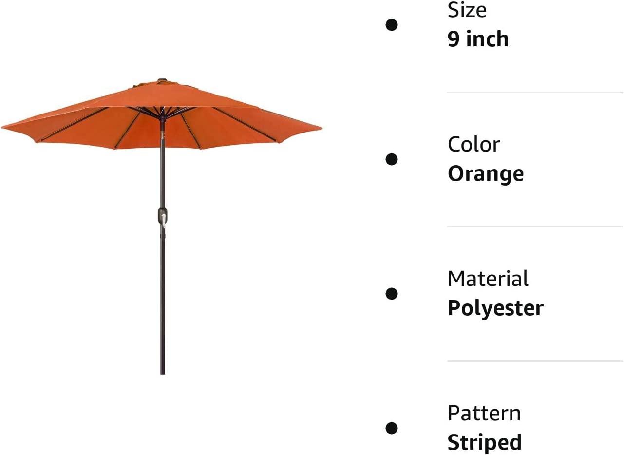 9' Outdoor Market Patio Umbrella with Push Button Tilt and Crank, 8 Ribs (Tan)