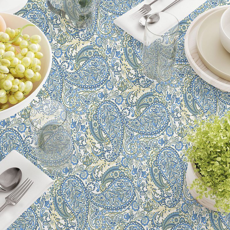 Square Tablecloth， 100% Polyester， 70x70， Blue Paisley