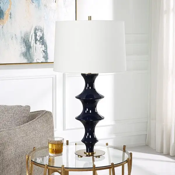 Uttermost Coil Sculpted Blue Table Lamp - 15 W X 28.75 H X 15 D (in)