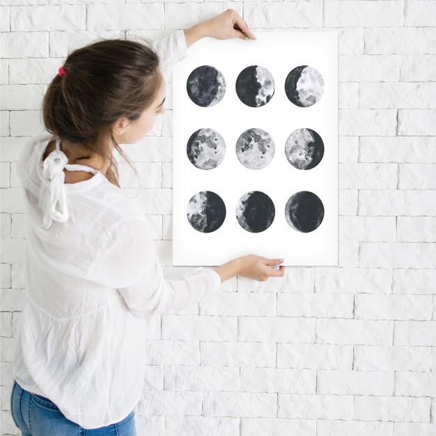 Americanflat Educational Mid Century Moon Phases Watercolor I By Samantha Ranlet Poster