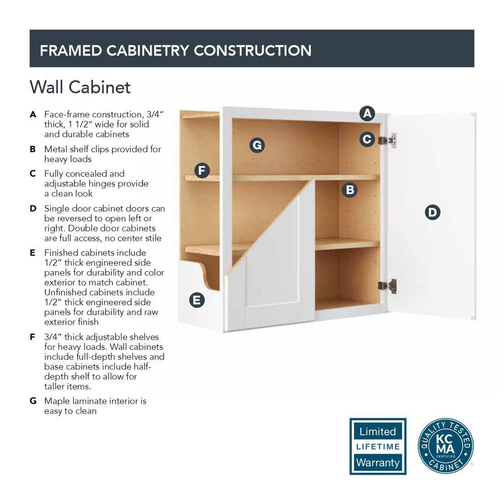 Hampton Bay Shaker Assembled 36x24x24 in. Above Refrigerator Deep Wall Bridge Kitchen Cabinet in Brindle KW362424-BDL