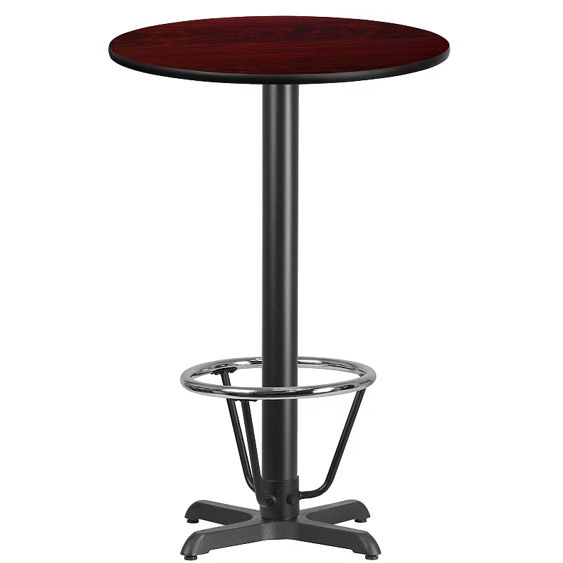 Emma and Oliver 24RD Black Laminate Bar Table Top-22x22 Base/Foot Ring