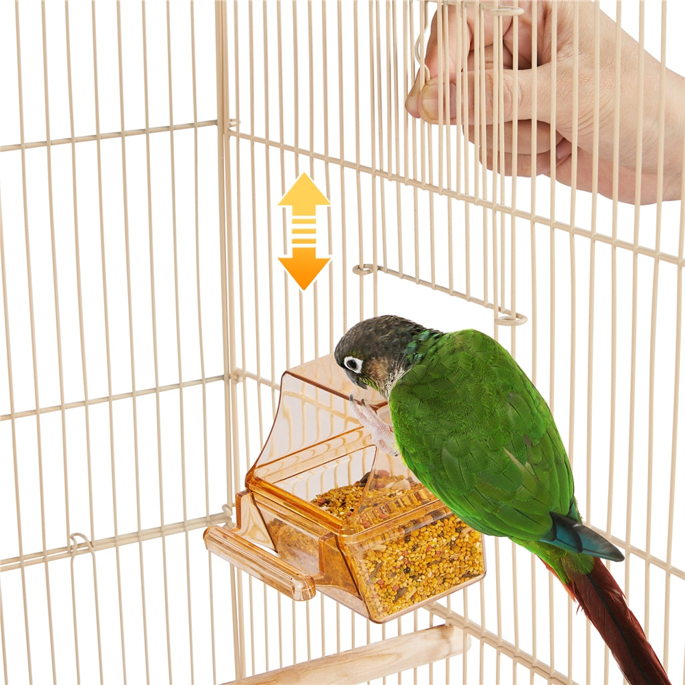 Topeakmart 41'' H Open Top Metal Birdcage Parrot Cage with Feeders， Almond