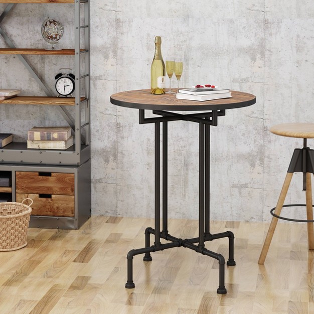 Westleigh Round Industrial Bar Table Dark Brown Christopher Knight Home