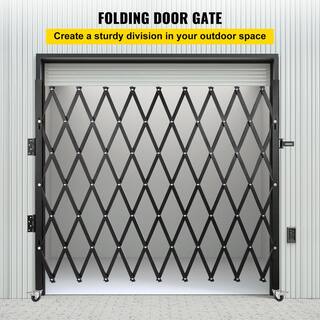 VEVOR Single Fold Security Gate 7 ft. H x 6-12 ft. W Steel Accordion Security Gate with Padlock 360 Rolling Gate SSFDMDM2X2M000001V0