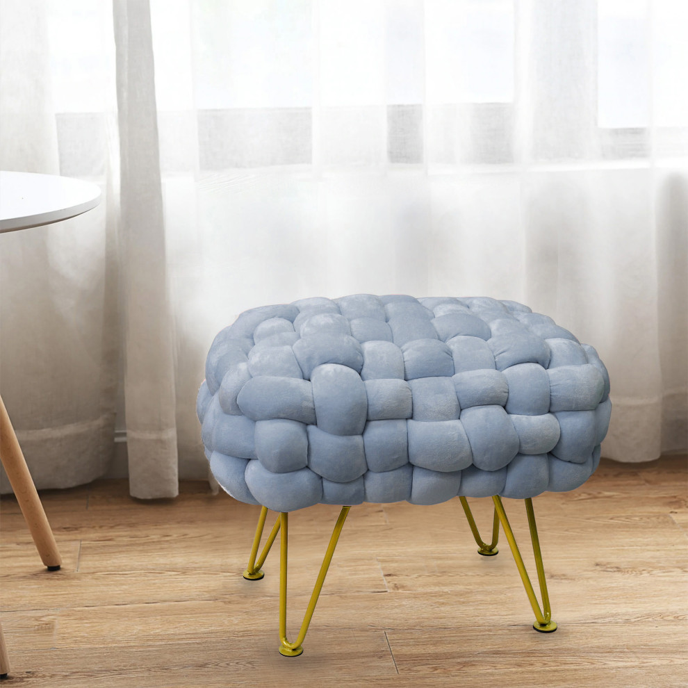 Velvet Pouf Stool Ottoman   Midcentury   Footstools And Ottomans   by BNF Home  Houzz