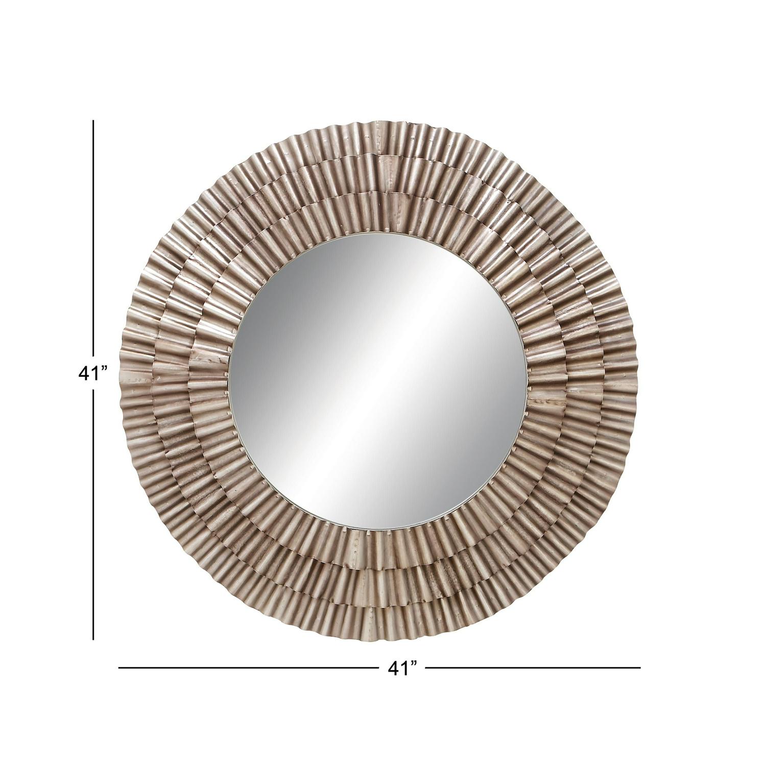 DecMode 42 W 42 H Round Wall Mirror Silver  Crowdfused