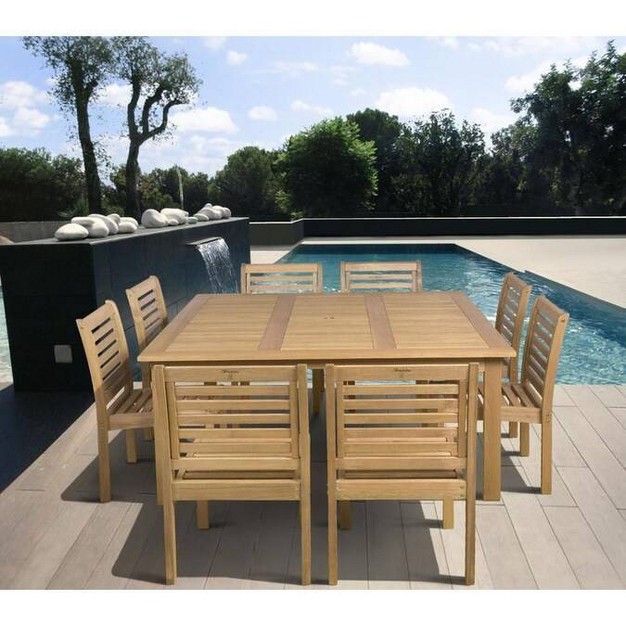 9pc Eucalyptus Wood Patio Dining Set International Home Miami