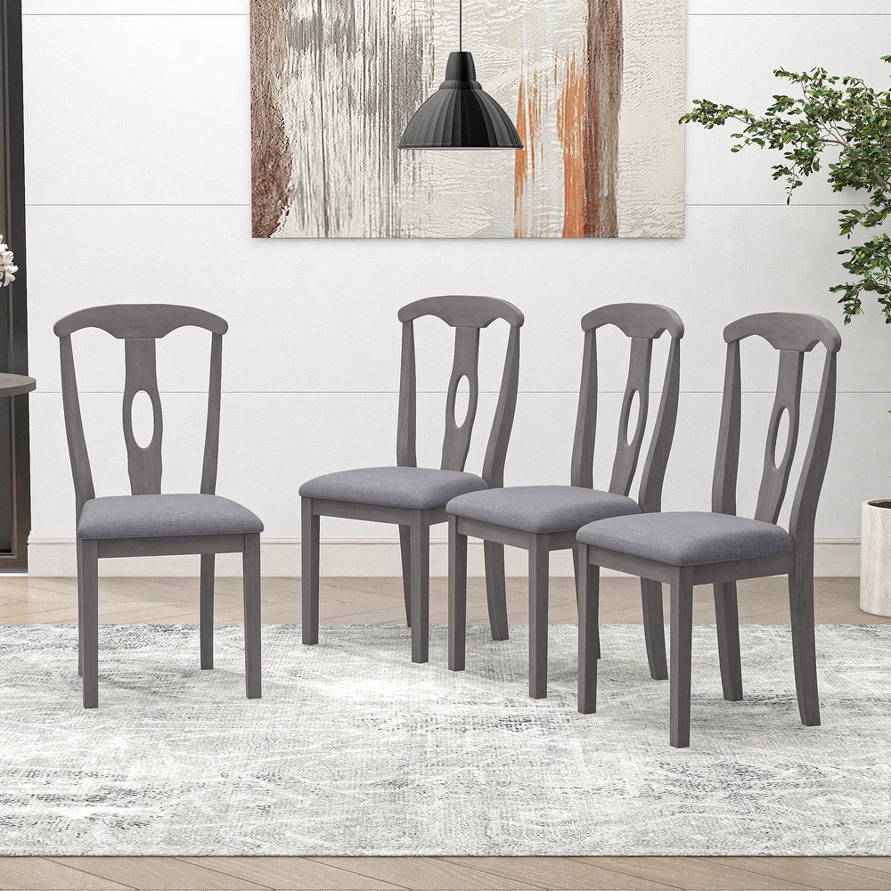 Set of 4 Rustic Wooden Dining Chairs