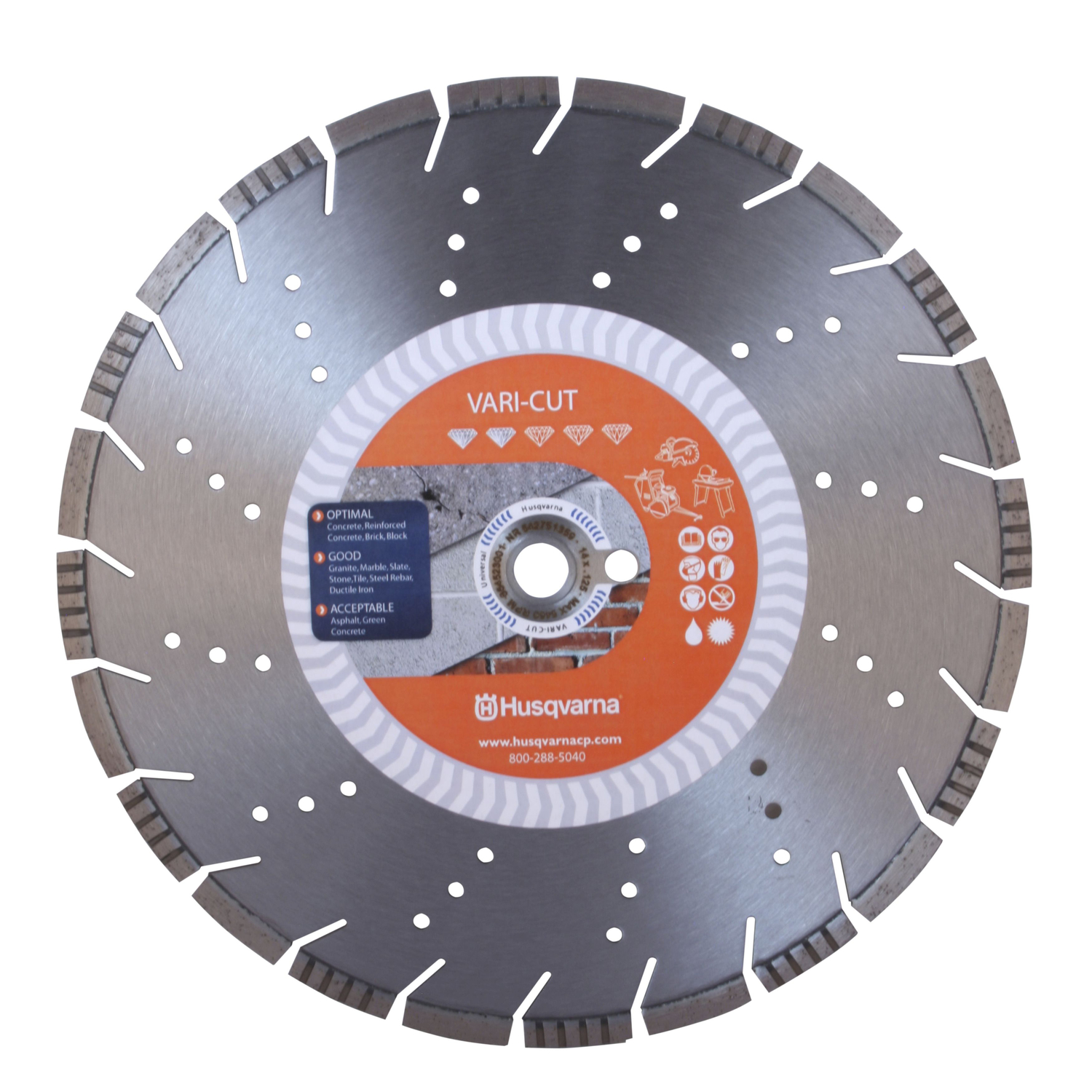 Husqvarna Vari-Cut 14 in. D X 1 in. Diamond Segmented Rim Diamond Saw Blade