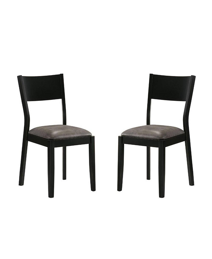 Simple Relax Set of 2 PU Dining Chairs in Black and Gray Finish