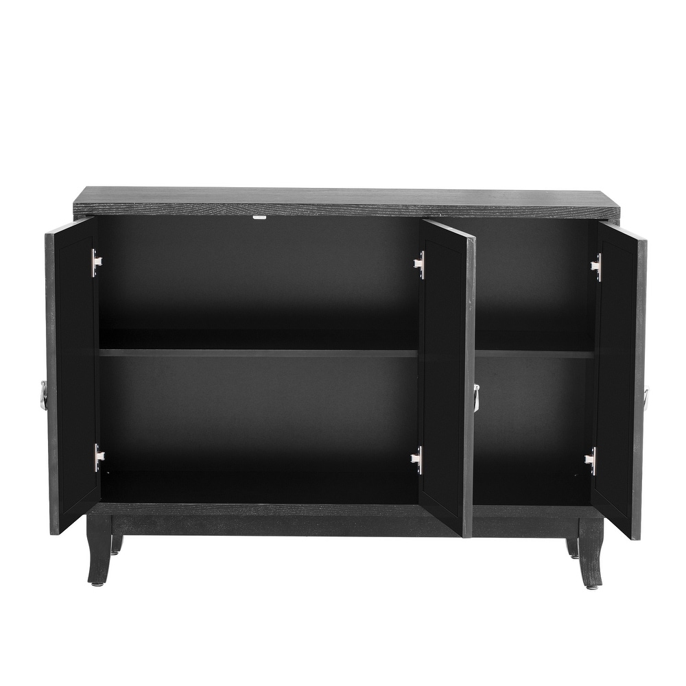 3 Door Sideboard with Glass Doors and Silver Handle