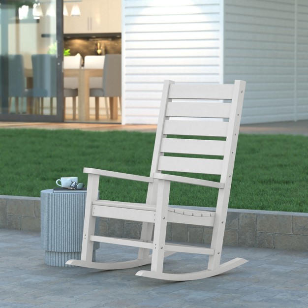 Emma And Oliver Contemporary Rocking Chair All weather Hdpe Indoor outdoor Rocker