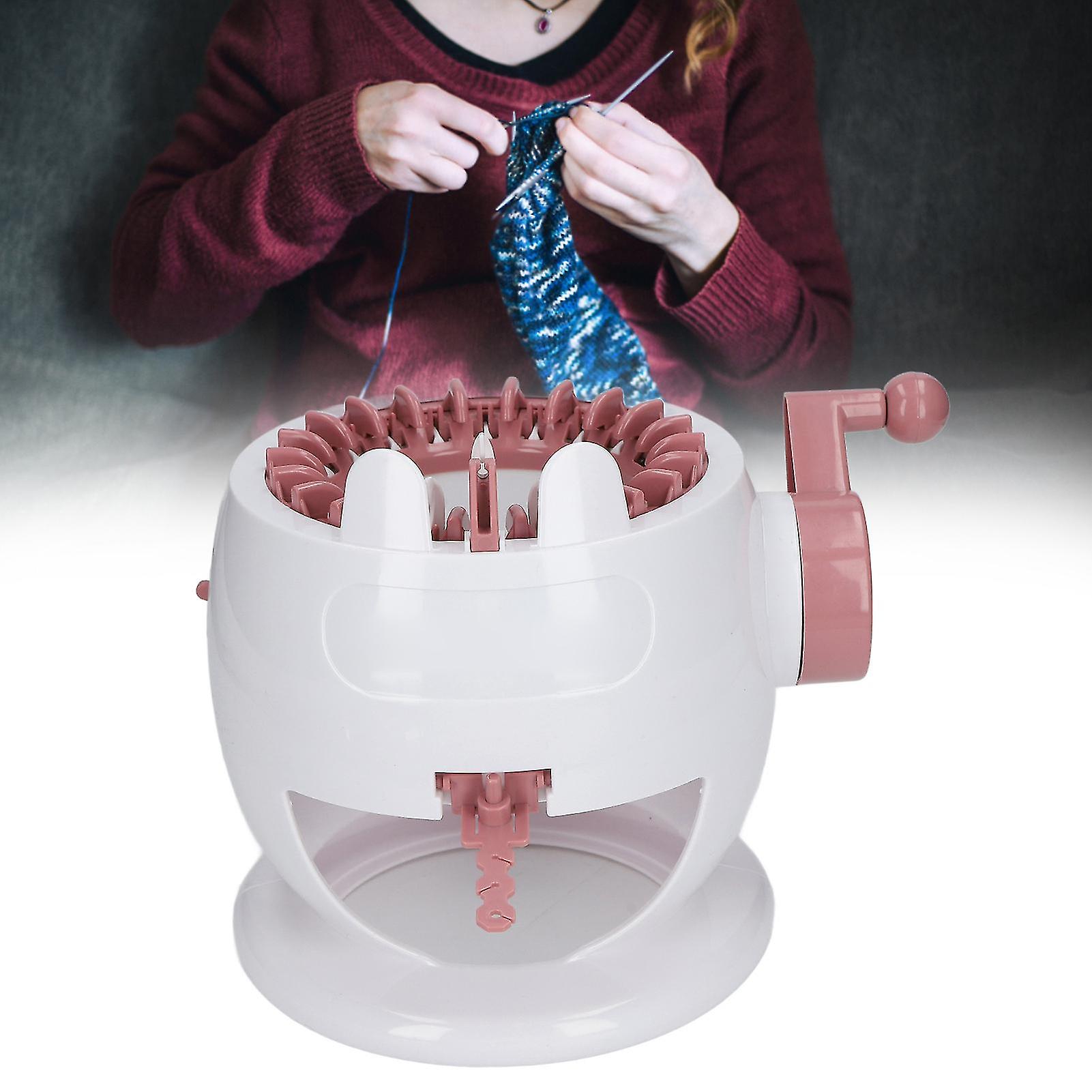 Small Kids Knitting Machine 22 Needles 2 Color Strings Hand Operated Rotating Round Knitting Toy